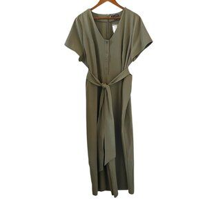 Lane Bryant NEW Tie Waist Wide Leg Jumpsuit In Olive Green Size 20P